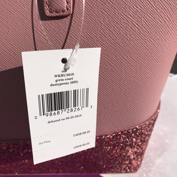 Nwt kate spade Ina Greta Court glitter dusty peony - Picture 6 of 8